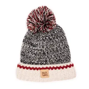 Women's Chunky-Stitch Marled Knit Beanie - Thick Yarn Hat, Snug-Fit Fashion Accessory with Pom Detail, Thick Yarn Hats
