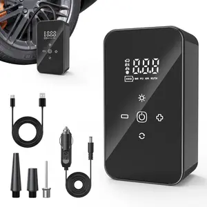 Portable Air Compressor Tire Inflator 140PSI Cordless Pump with LED Light for Cars Motorcycles Bicycles Balls Black