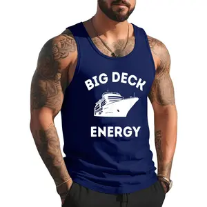 Funny Cruise Ship Shirt For Men - Big Deck Energy Tank Top , Summer Gym Muscle Sleeveless, Casual Knitted Slim Fit Beach Tank top Fabric Menswear