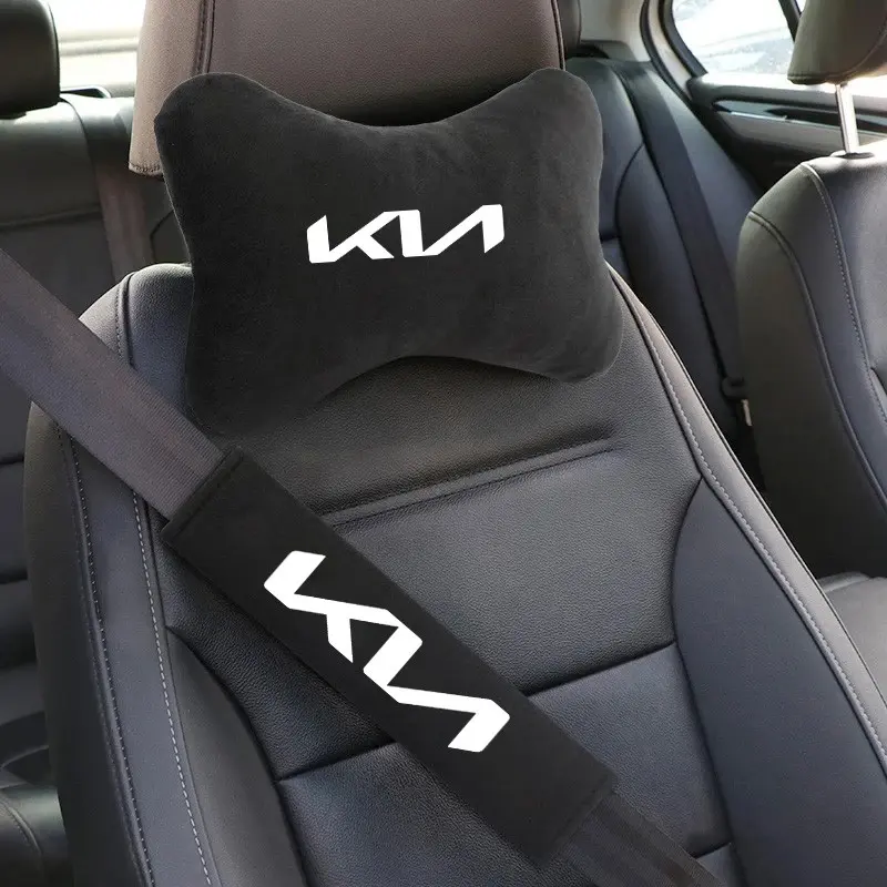Fashion Car Seat Belt Shoulder Pads, Cervical Spine Headrest Neck Pillow, Neck Rest Cushion, Auto Vehicle Accessories for Kia Models, Comfortable Driving Gear, Automotive Interior