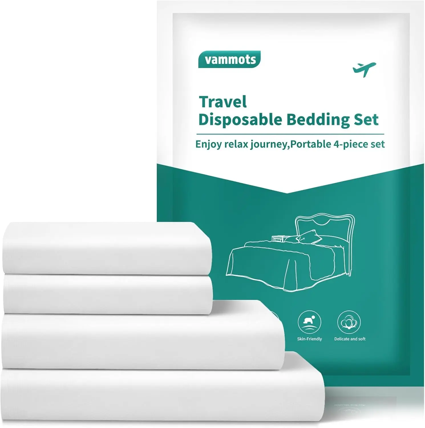 Disposable Bed Sheets for Hotel, King Size Travel Disposable Bedding Set,Disposable Duvet/Comforter Cover,Safe and Portable for Travel,Contains 1bed Sheet 1quilt Cover and 2pillowcases