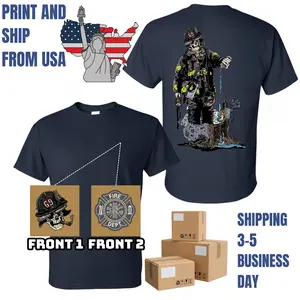 Grim Firefighter Skull Extinguishing Flames Graphic T-Shirt, Dual-Sided Fire Dept Style With Helmet 69 Logo, Bold Vintage Look For Men, Oversized Statement Tee, Gift For Heroes