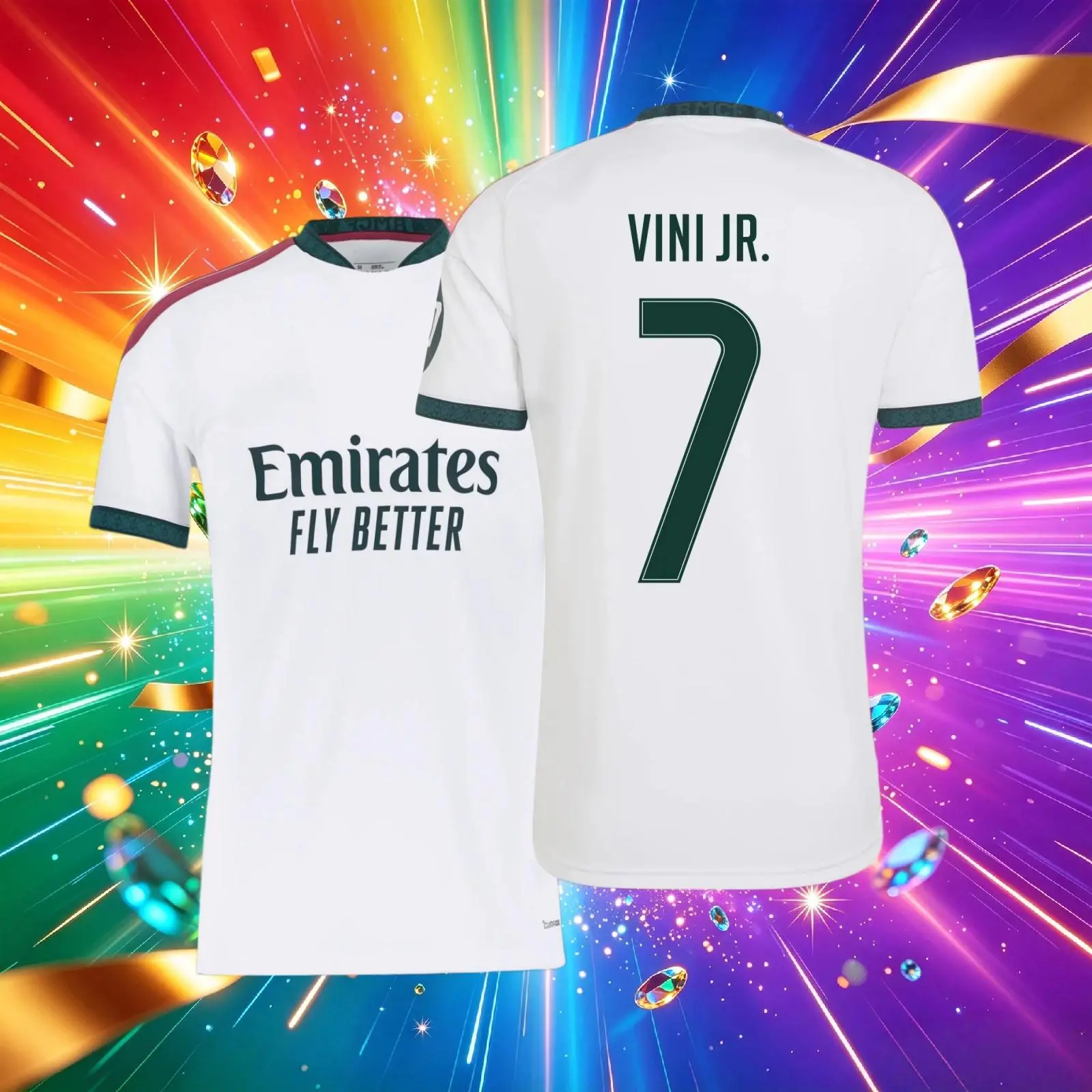 26 27 Home White No.7 Vini JR Short Sleeves Soccer Jersey Fans Version
