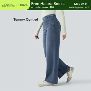 【Creator‘s Pick】Halara Flex High Waisted Tummy Control Wide Leg Casual Jeans with Pockets#TikTokShopSpringGlowUp