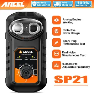 ANCEL SP21 Upgraded Spark Plug Tester, Double Hole Testing Spark Plug Detector, 0 to 6000RPM Adjustable Working Frequency, Automotive Ignition Analyzer Diagnostic Tool for Car & Motorcycle 12V Vehicles