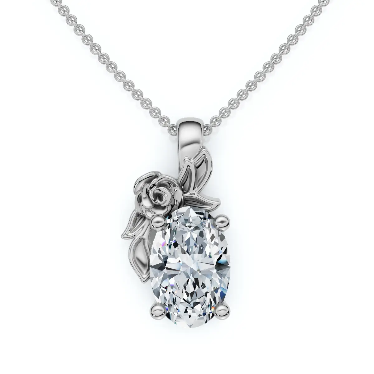 1Ct Oval Diamond Pendant 14k Gold Lab Grown Necklace