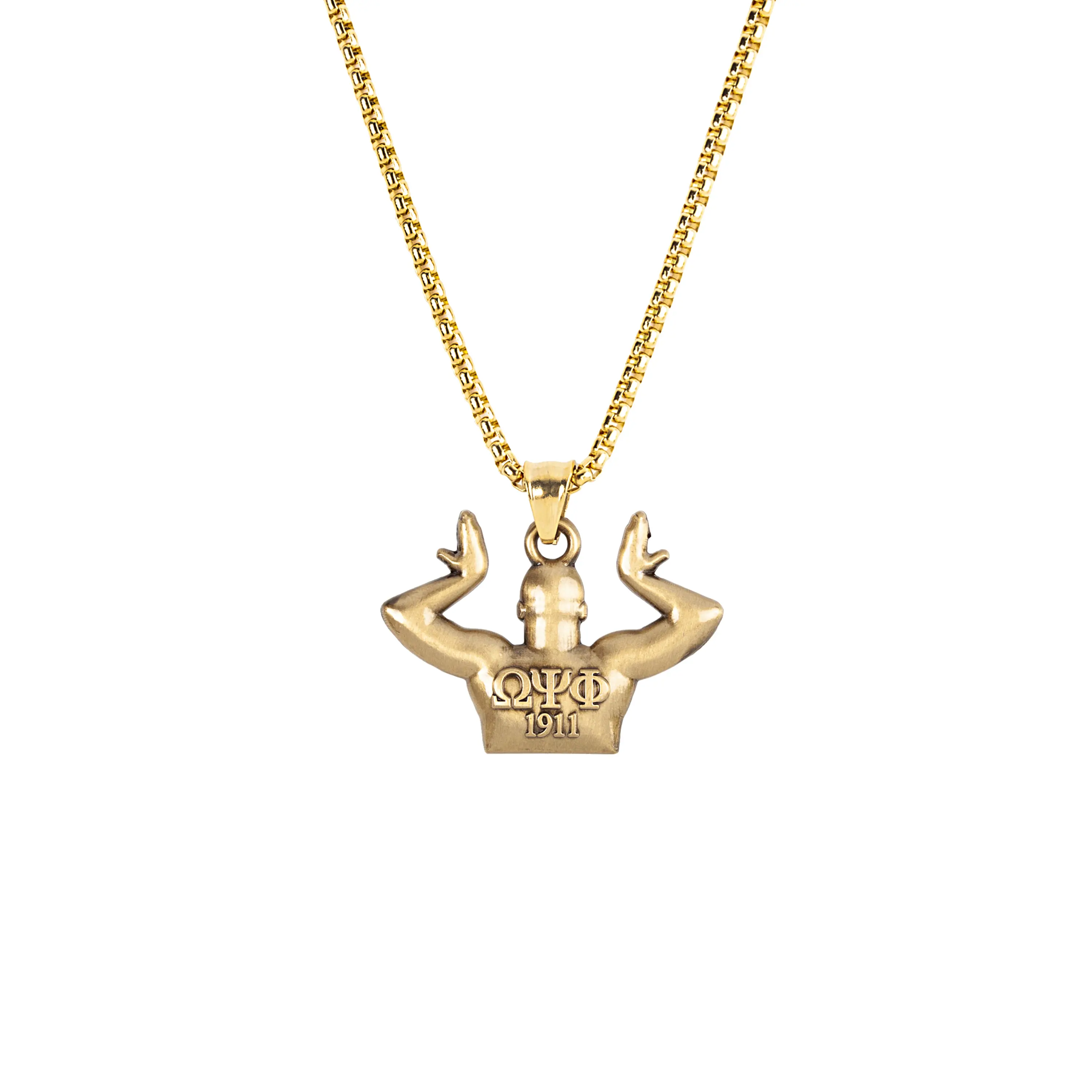 BBGreek Omega Psi Phi - Omega Pendant Gold Necklace - Official Vendor