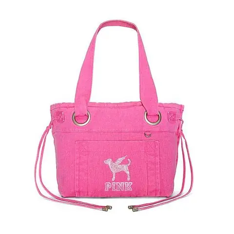 PINK Canvas Flat-Bottom Tote Bag