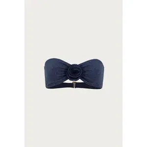 Rosette Bandeau Top (Dark Denim)