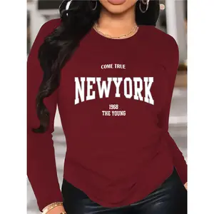 Women's Long Sleeve T-Shirt Retro "New York 1968" Graphic Tee Vintage And City - Inspired Top For Casual Daily Wear Travels And Urban Style Statements