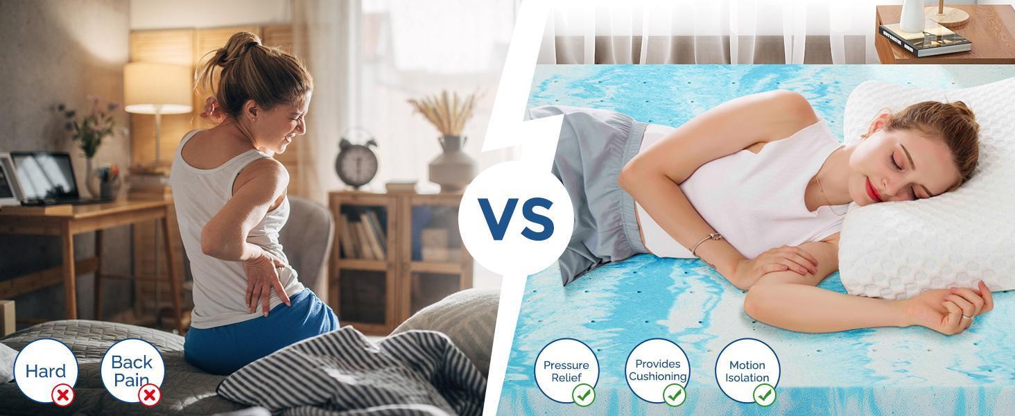 Mattress Topper, Queen Size Cooling Gel Memory Foam Bed Toppers, 2 Inch Soft Mattress Pads for Sleeper Sofa, RV, Camper, CertiPUR-US Certified Mattress Topper, Twin Size Cooling Gel Memory Foam Bed Toppers, 2 Inch Soft Mattress Pads for