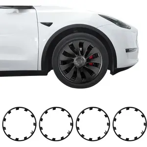 BASENOR 2024-2020 Tesla Model Y 21 Inch Wheel Rim Protector ABS Rim Guard Hubcap Curb Rash Cover (Proprietary Design) Protection Tire Trim Rings for Model Y Exterior Accessories