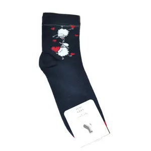 Bratex Navy Blue Women's Socks with Sheep Print | D-019