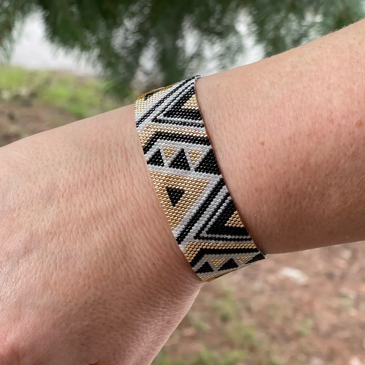 Seed bead Peyote Bracelet, geometric