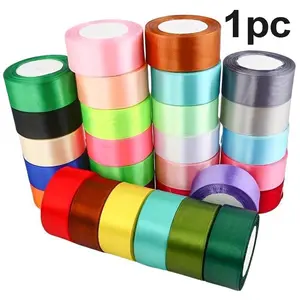 4cm X 22m Polyester Satin Ribbon for Gift Wrapping, Vibrant Multi-Color Handmade Ribbon, Durable and Fade Resistant, Perfect for Weddings and Holidays