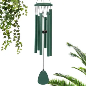 Aluminium Wind Chimes 26 Inches to Create a Zen Atmosphere Suitable for Outdoor, Garden, Patio Decoration. Classic Green Wind Chimes with Wind Catcher Suitable as A  for Unisex