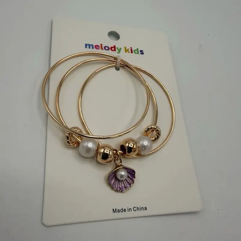 Kids Purple Seashell bangle Set