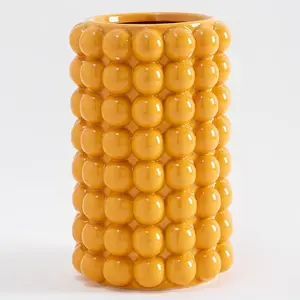 Retro Yellow Vase, Large Pampas Grass Boho Clay Vase for Home Decor Pampas Grass Vase. Boho Vase.Mo... unique vase ceramic vase