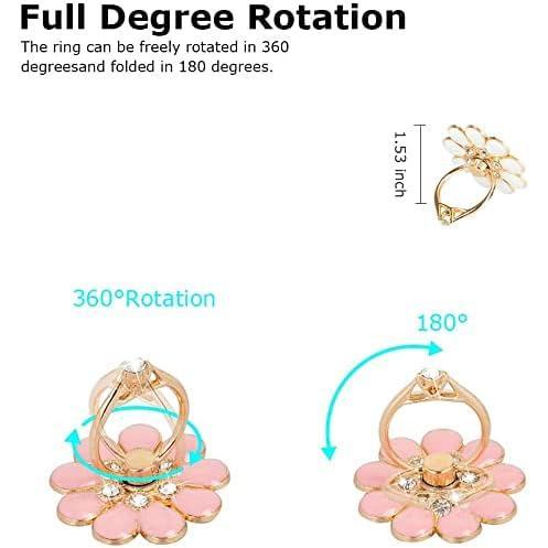 Finger ring stand grip, 2 pack luxury glitter diamond universal metal pop socket for iPhone 16/15/14/13 Pro Max, Galaxy S24/S23/S22 ultra, finger ring grip holder for all smartphone, white/pink