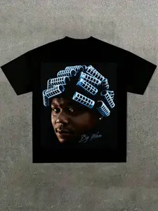 Men's Graphic Print Short Sleeve Shirt, Menswear, Breathable Fabric, Casual Fitted Design, Vintage Hip Hop Streetwear Style, Daily Wear Top