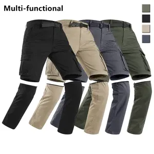 Men’s detachable cargo pants for two users—zip-off pant legs for hiking and work; one pair, two ways to wear; zip-off pant legs instantly transform into shorts; suitable for all seasons; ideal for hiking, camping, fishing, and mountaineering.