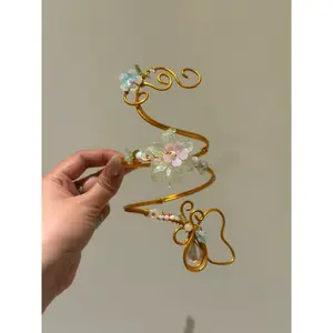 [NEW] Beaded Arm Cuff Bracelet – Handmade Boho Jewelry for Upper Arm, Flower, Butterfly Aesthetic 5