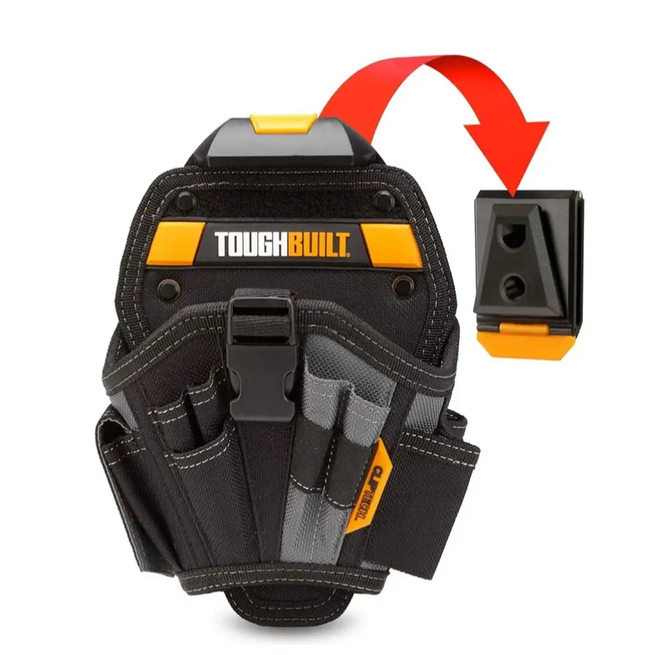 1pc TOUGHBUILT Heavy-Duty Polyester Drill Holster Pouch with Cliptech, Electric Tool pouch, Thickened Wear-resistant Tool Bag TB-CT-20-L, Tool Bag Organizer, Tool Pockets, Tool Storage Bag