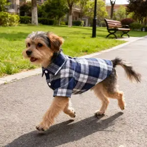 Breathable Plaid Dog Shirt for Small Dogs, Stylish Pet Clothing for Corgi Teddy, Anti-Shedding Fabric, Suitable for Medium-Sized Pets