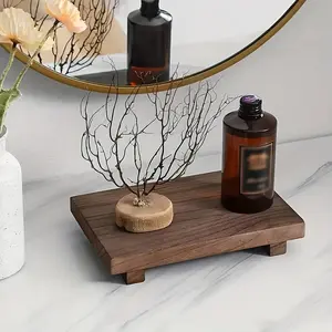 1/2 Wooden Pallet | Bathroom Countertop Soap Rack, Bathroom Organizers, Multi-purpose, Suitable for Candles, Toiletries, Snacks, Beverages, Sushi, Steak, Desserts, Cakes, Bread, Breakfast, Tea - Solid Wood, Home Decor