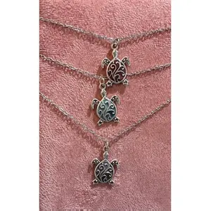 Turtle Pendant Necklace - Stainless Steel Animal Jewelry with Resin Filler & Chain Design