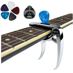 Capo for Acoustic and Electric Guitar, 7 Counts/set 3 in 1 Capo with Pick Holder, Pin Puller and Guitar Pick, Music Accessories, Guitar Assisted Tool