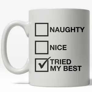 Naughty Or Nice List Mug Funny Christmas Holiday Season Coffee Cup - 11oz Funny Coffee Mugs Ceramic Printed Drinkware Cup