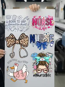 Nurse Gang Sheet, 6 Designs Nurse DTF Transfer, DTF Transfer Ready For Press, Nurse Premade Gang Sheet, Nurse Gift Idea, Nurse Ready to Press.