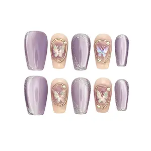 AGG Talia Handmade 3D Press On Nails - Reusable Nail Set - Coffin, Luxury, Premium, Nail Art