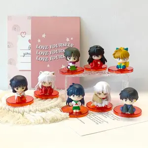 4pcs/Set Anime INUYASHA Figure Toy Kikyo Sesshoumaru Higurashi Kagome Cartoon Doll Kids Gift