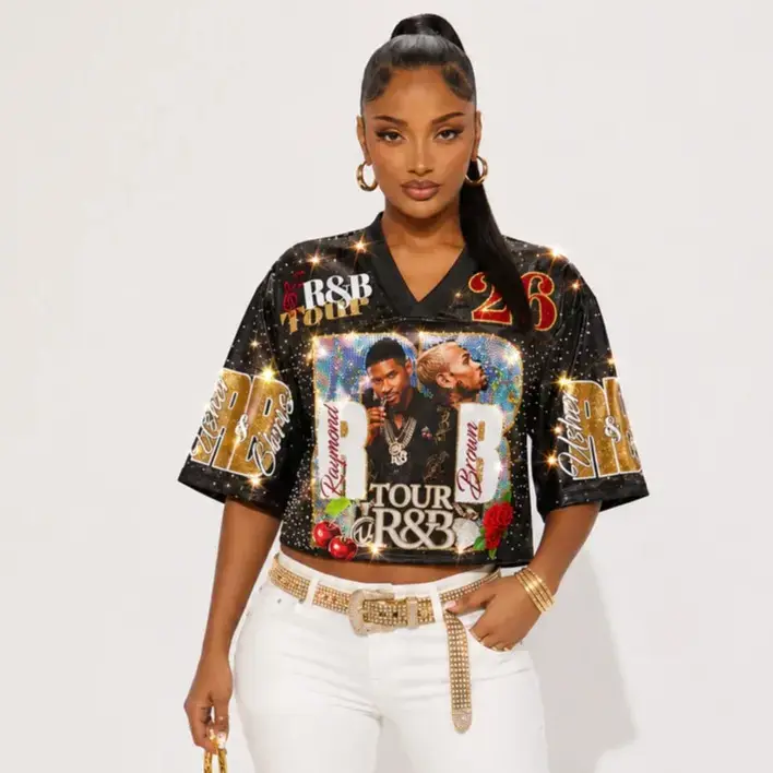 R&B Tour Showstopper Jersey — Fully Loaded Glam Edition Glitter Crop Top Jersey - Personalized 3D Sleeveless Vintage Sports Shirt, Music Lover Gift, Concert Outfit