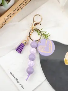 Cheetah Beaded Fringe Keychain, Mama Heart Charm Pendant, Cute Car Key Holder, Women's Bag Accessory, Fashionable & Stylish Design