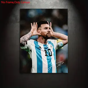 1 piece/set of frameless canvas painting print poster, classic realistic art, professional football player Messi, perfect gift for sports culture enthusiasts, ideal gift for bedroom, living room, kitchen, dormitory corridor, mural, wall decoration