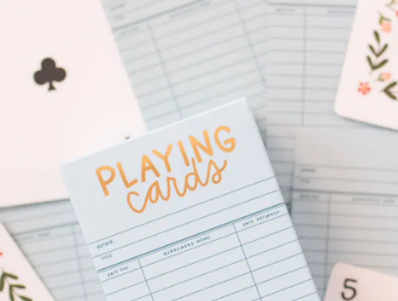 Sky Blue Library Card Deck Of Playing Cards