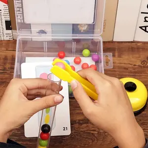 Wooden Educational Toy for 3+, Five Test Tube Bead Clamp Set for Focus Training, Color Recognition, and Fine Motor Skill Development, Ideal Birthday or Christmas Gift - Mixed Colors Perfect Gift