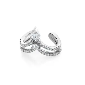READY TO SHIP MIXED DIAMOND STACKED CHEVRON EAR CUFF