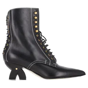 Pre-owned Loewe Loewe Ankle Lace-Up Boots in Black Leather by Rebag