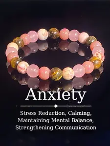 1pc Natural Tiger Eye Stone Bracelet/Stretchy Comfort Fit with Pink Beads, Unique Design/Daily Wear & Parties/Mother’s Day Gift/Year-Round Accessory