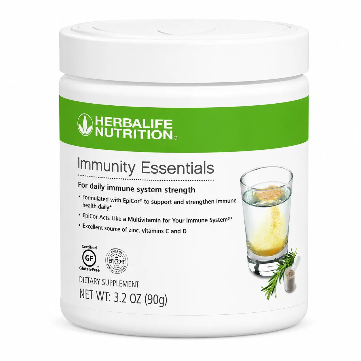 Herbalife Immunity Essentials Immune Support Powder (3.2 oz) with Vitamin C, D, Zinc, EpiCor Beta Glucan Complex, Antioxidants - Gluten-Free Blended Vitamins Supplement for Daily Wellness