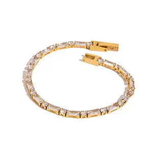Baguette and Round Tennis Bracelet Water Resistant