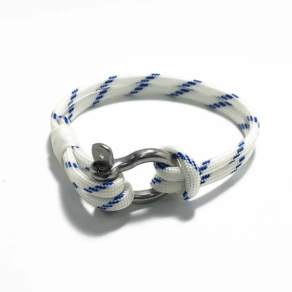 Blue Stripe Nautical Shackle Bracelet 165