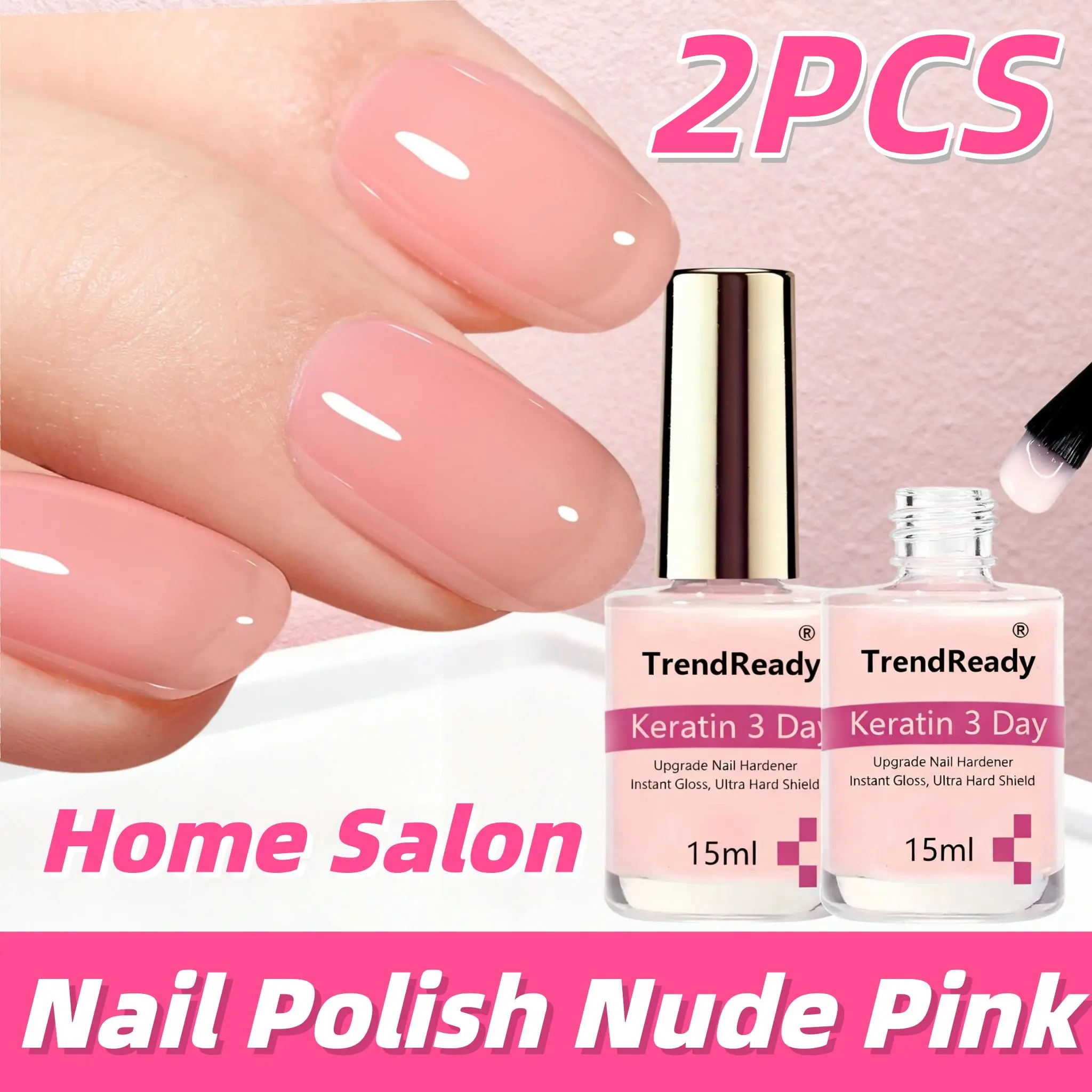 2pcs Fast Dry Keratin Nail Hardener Polish Suitable for WeakNails - Oil-Based Formula for Instant Strength, Long LastingNail for Hands & Toenails, /Korean Nail Care for Weak, Brittle,Splitting Nails