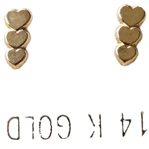14kt Gold Earrings - 3 Plain Hearts Design Simple and Elegant Jewelry Piece