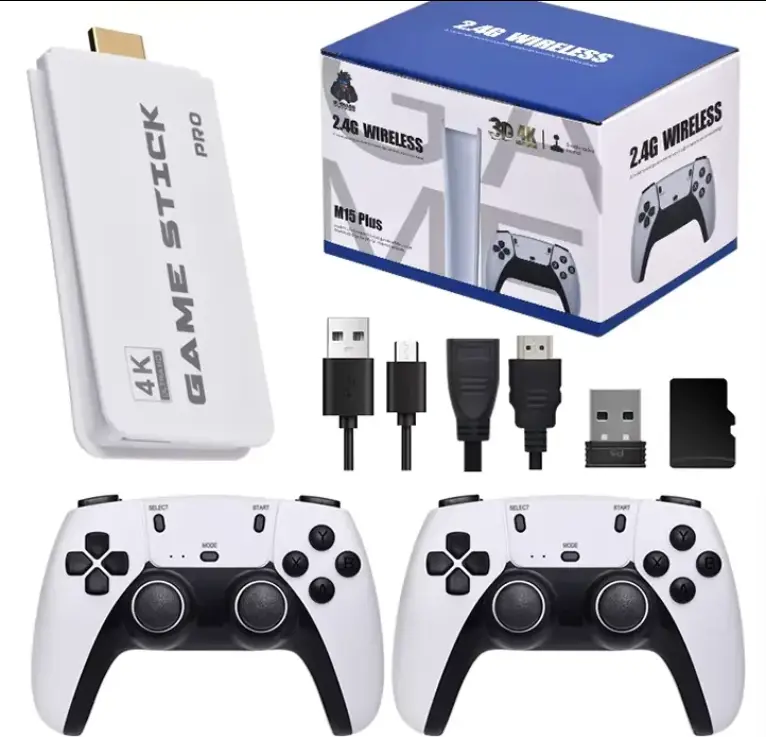 Wireless 4K Home TV Video Game Stick New Generation Joystick with 20000 Games and 20 Simulator HD Outputs for Video Consoles. rechargeable handle