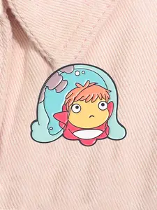 Cartoon Anime Character Ponyo Enamel Pin Miyazaki Hayao Ghibli Nijigen Alloy Brooch Lapel Backpack Badge Fashion Jewelry Accessories Gift for Friends Jewellery